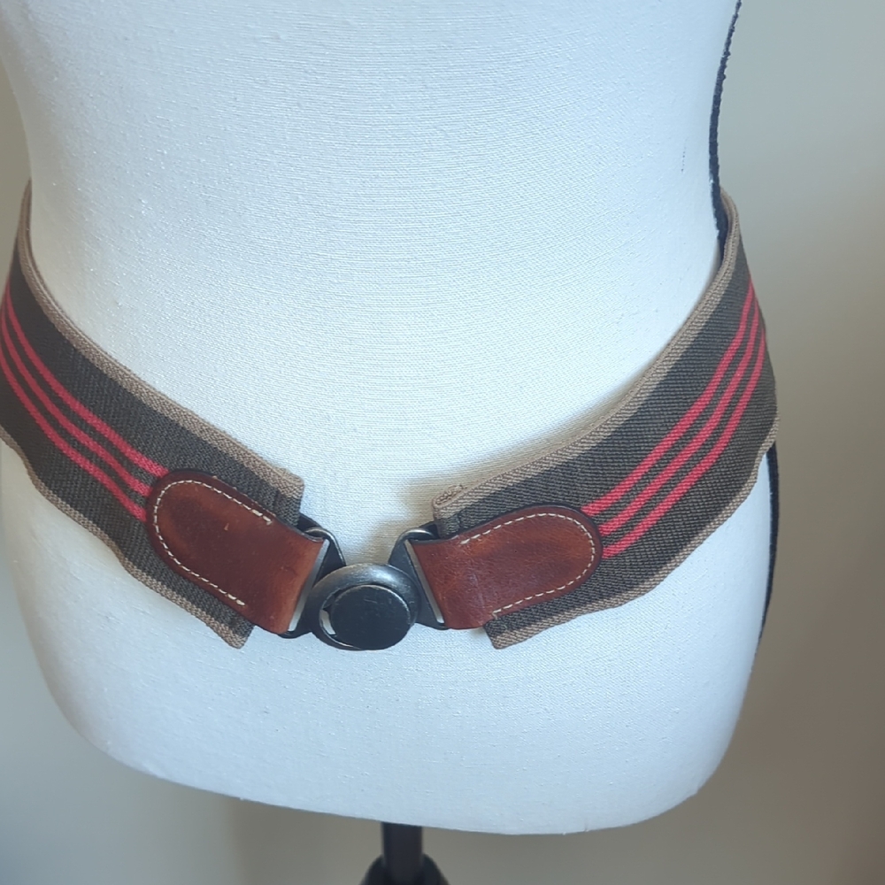 Elastic Wide Brown and Red Women's Belt Size M/L
